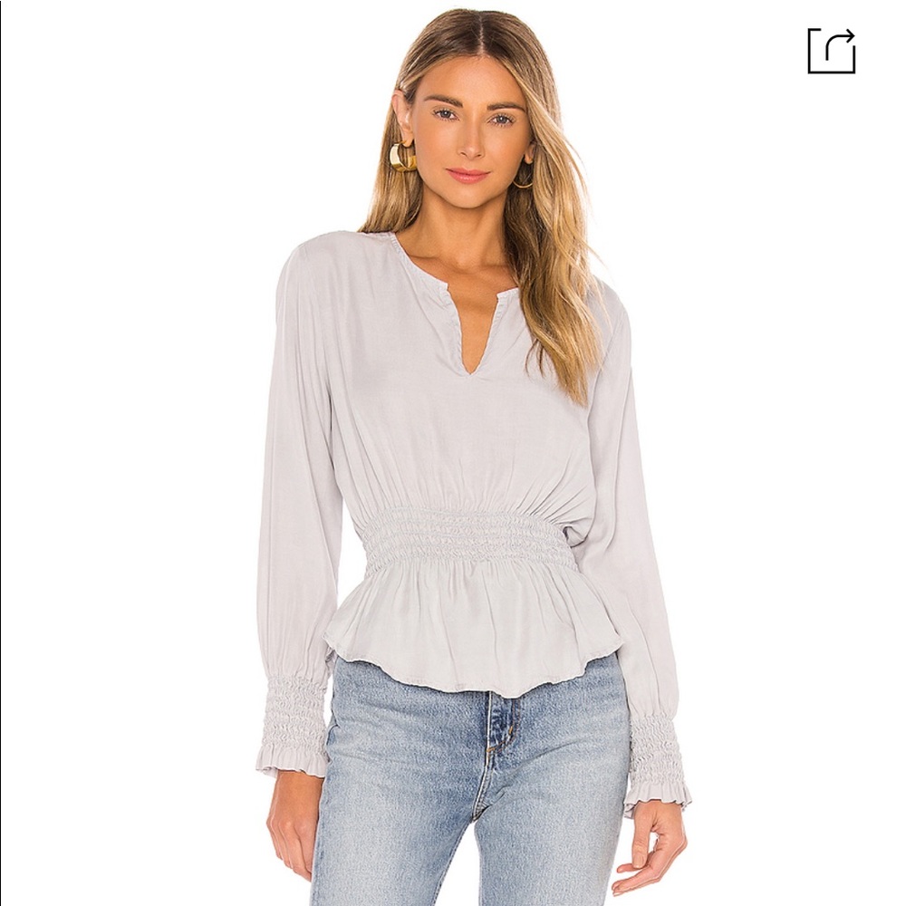 NEW Bella Dahl smocked blouse silver size small Revolve